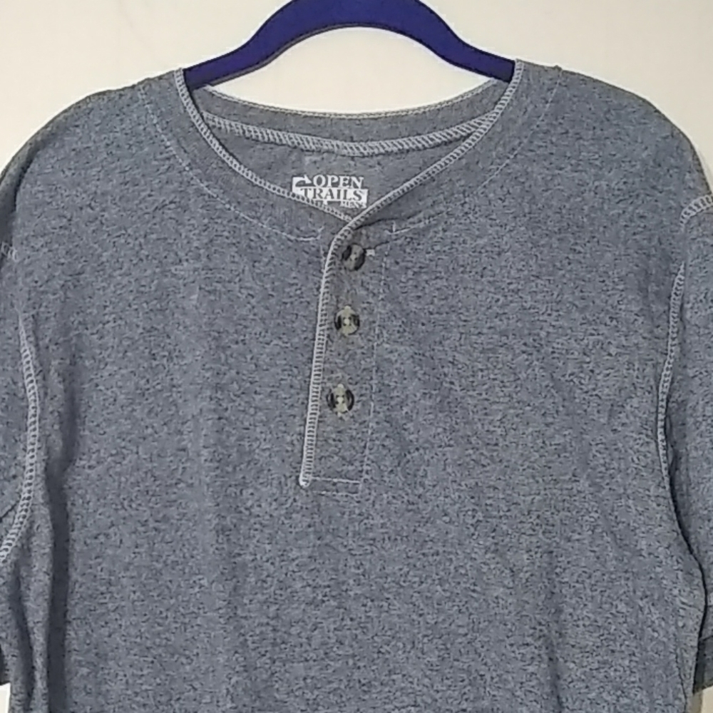 Open Trails Blue Short Sleeve Henley  NWT - Picture 2 of 6